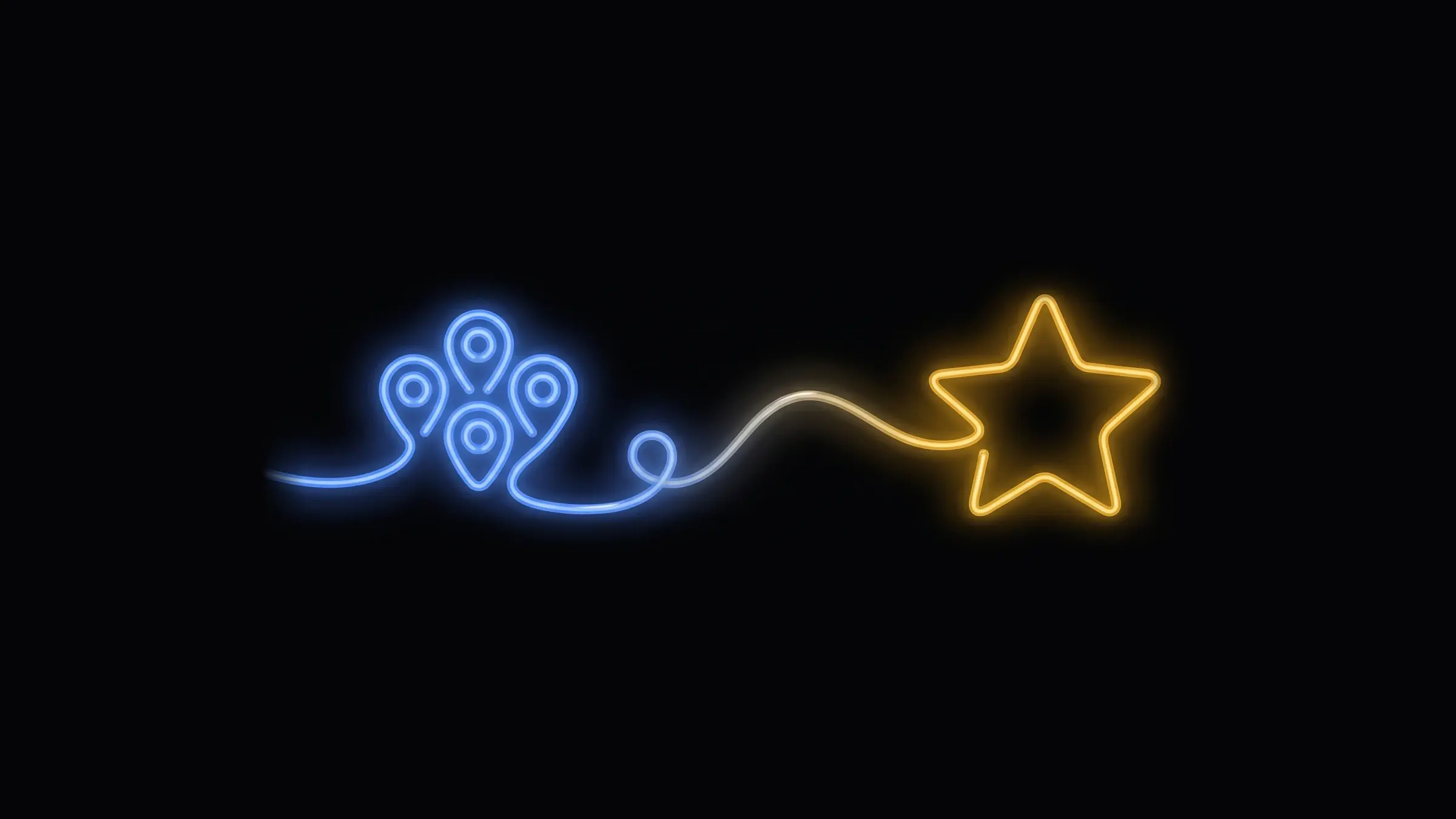 Neon line illustration: three map pins across Berkshire connected to a five-point star
